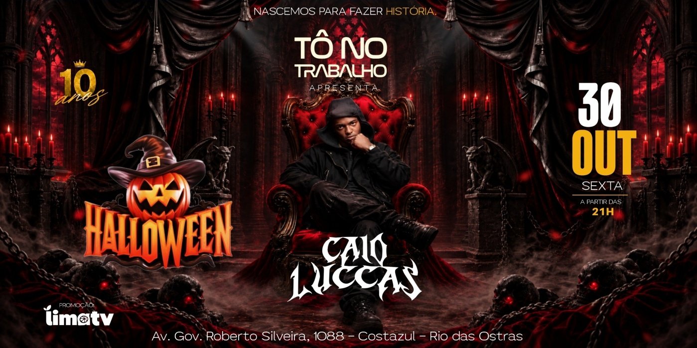 Cartaz de Halloween com Caio Luccas
