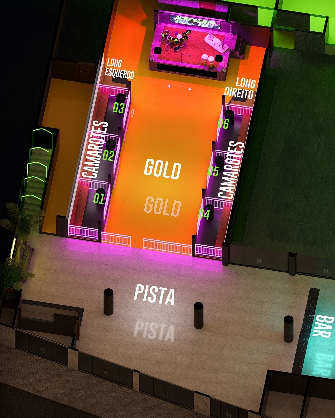 Mapa dos setores divulgado pelo TNT na página do evento